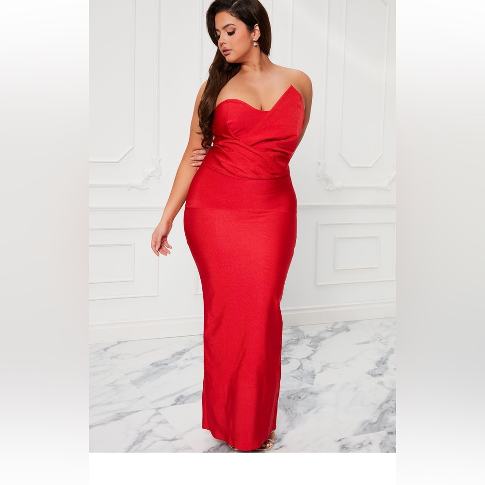 Perfect Affair Bandage Maxi Dress - RED